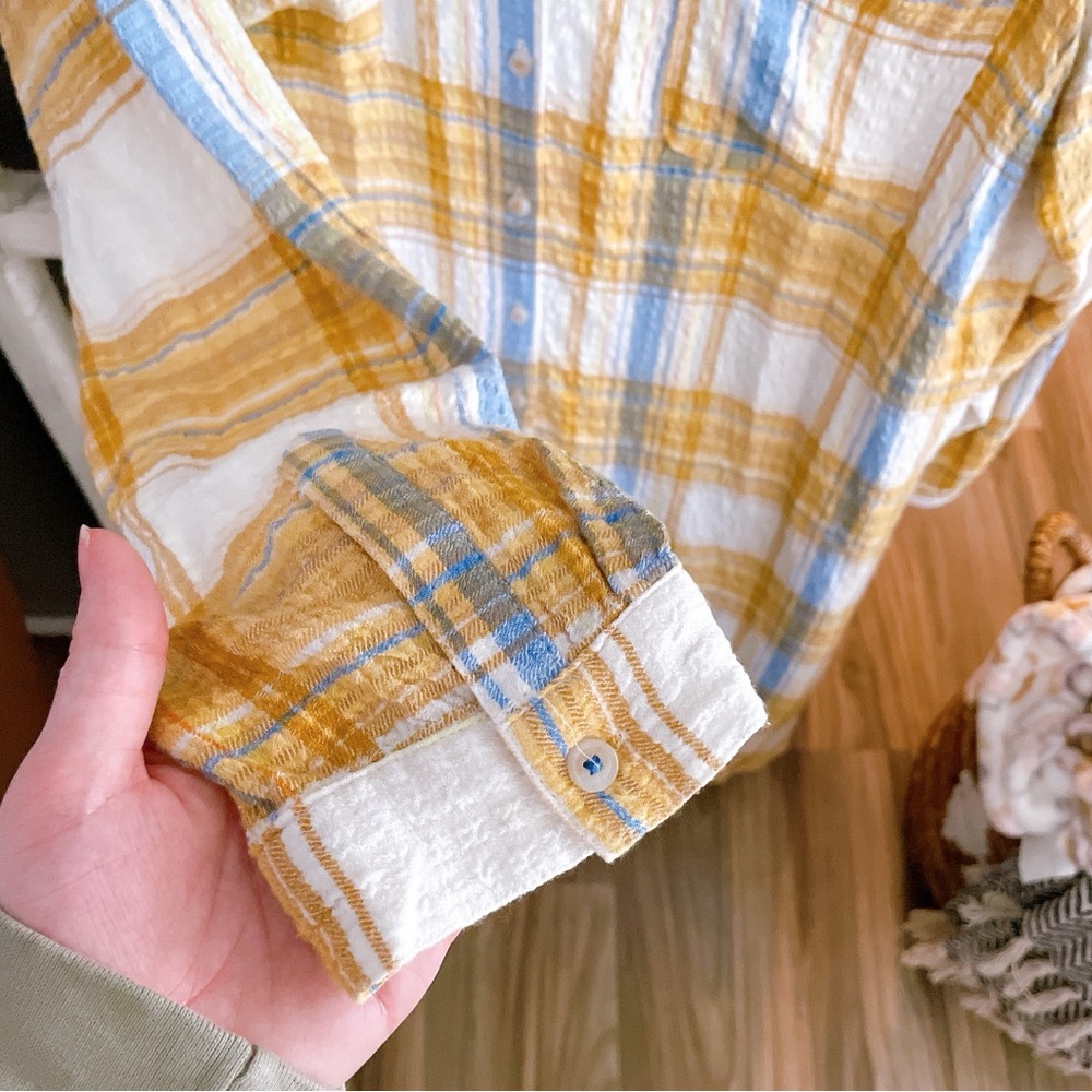Anthropologie Pilcro Yellow Plaid Shirt Size XL - Picture 6 of 10